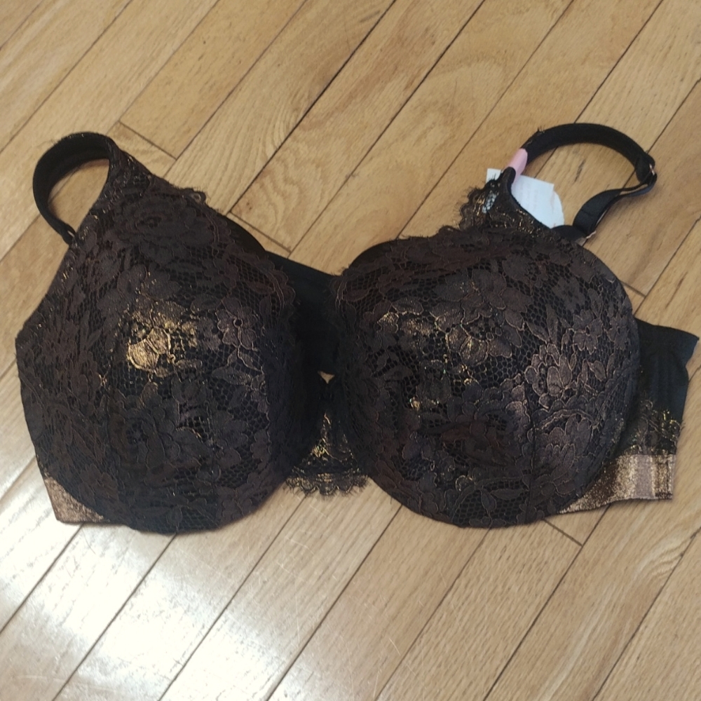 Cacique black with bronze lace overlay supportive yet sexy bra